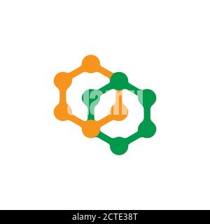 linked hexagonal dots simple logo vector Stock Vector