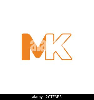 letter mk simple linked geometric logo vector Stock Vector