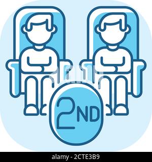 Second class seats blue RGB color icon Stock Vector