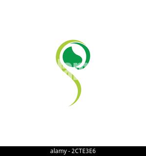 letter p swirl leaf nature symbol logo vector Stock Vector