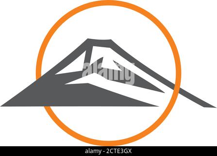 mountain circle sun overlapping colorful logo Stock Vector