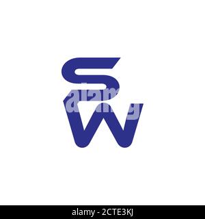 letter sw simple linked lines art logo vector Stock Vector