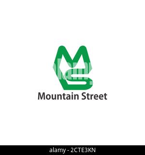 abstract letter ms green mountain street logo vector Stock Vector
