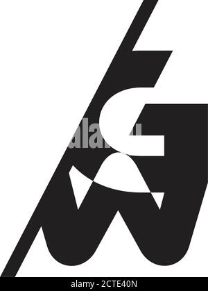letter gw linked geometric slice logo vector Stock Vector
