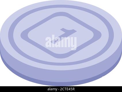 Silver token icon, isometric style Stock Vector
