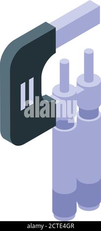 Double micrometer icon, isometric style Stock Vector