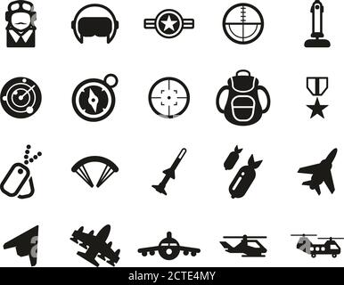 Air Force Icons Black & White Set Big Stock Vector