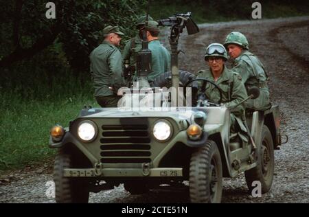 1978 - US Army soldiers operate an M151A1 light vehicle fitted