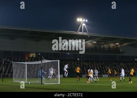 Newport, UK. 22nd Sep, 2020. A general view of the game. Carabao Cup EFL Cup 3rd round match, Newport county v Watford at Rodney Parade in Newport, Wales on Tuesday 22nd September 2020. this image may only be used for Editorial purposes. Editorial use only, license required for commercial use. No use in betting, games or a single club/league/player publications. pic by Andrew Orchard/Andrew Orchard sports photography/Alamy Live news Credit: Andrew Orchard sports photography/Alamy Live News Stock Photo