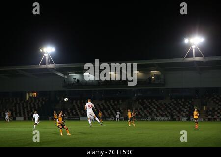 Newport, UK. 22nd Sep, 2020. A general view of the game. Carabao Cup EFL Cup 3rd round match, Newport county v Watford at Rodney Parade in Newport, Wales on Tuesday 22nd September 2020. this image may only be used for Editorial purposes. Editorial use only, license required for commercial use. No use in betting, games or a single club/league/player publications. pic by Andrew Orchard/Andrew Orchard sports photography/Alamy Live news Credit: Andrew Orchard sports photography/Alamy Live News Stock Photo