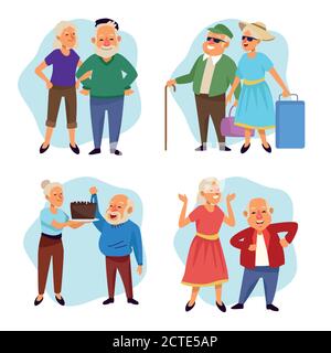 old people active seniors characters scenes vector illustration design Stock Vector