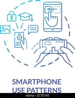 Smartphone use patterns concept icon Stock Vector