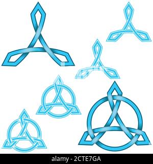 Vector illustration of Triqueta symbol intertwined with circle, all on white background Stock Vector