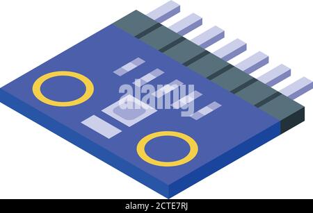 Gyroscope chip icon, isometric style Stock Vector