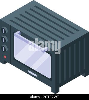 Convection oven metal icon, isometric style Stock Vector