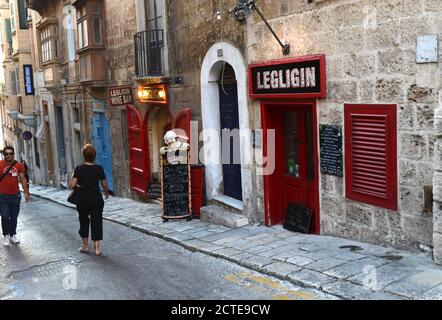 Legligin wine bar in Valletta, Malta. Stock Photo