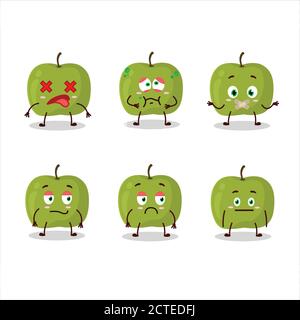 Green apple cartoon character with nope expression Stock Vector