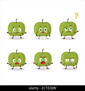 Cartoon character of green apple with what expression Stock Vector