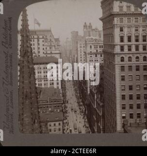 From Empire Building (n.) past Trinity Church steeple, up Broadway, New York, U. S. A.., 1896, New York (State), New York (N.Y.), Broadway (New York, N.Y Stock Photo