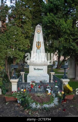 Tomb of Ludwig van Beethoven(baptised 17 December 1770 – 26 March 1827) was a German composer and pianist, Vienna Central Cemetary, Vienna, Austria Stock Photo