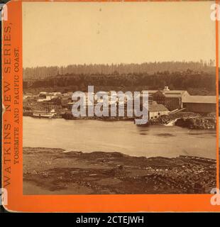Panorama of Oregon City and the Willamette Falls., Watkins, Carleton E. (1829-1916), Oregon Stock Photo