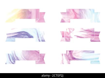 Set of foil colorful ribbons with holographic background with divorce. Vector elements for banner, postcard, invitation, gift and your design. Stock Vector