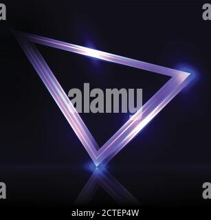 Neon triangle with highlights. Vector neon frame with place for text. Vector element for presentations, cards and your design Stock Vector