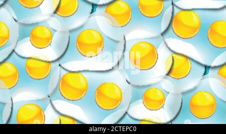 Seamless texture with fried eggs. Omelette. Vector background for your creativity Stock Vector