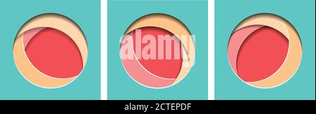 Set of banners with 3d circle element cut out of paper. Vector template waiting for presentations, banners, flyers and your design. Stock Vector
