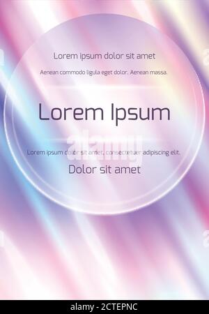 Poster template with holographic foil background and  with diagonal glare. Blurred spectrum. Vector rainbow template for your ads, parties and design. Stock Vector