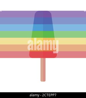 Simple illustration of rainbow ice cream on stick. Ice on stick. Vector flat illustration for your creativity Stock Vector
