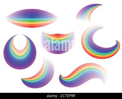 Set of different forms of the rainbow. Vector elements for banner, card and for your design. Stock Vector