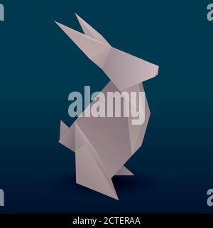 Origami Hare 3D. Paper Zoo. Vector rabbit for your design. Stock Vector