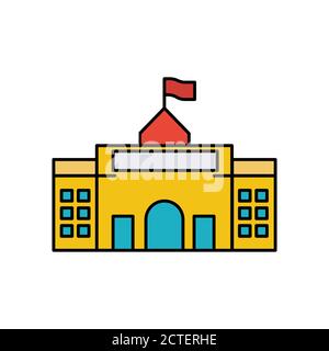School building flat icon, icon for education. Design template vector Stock Vector