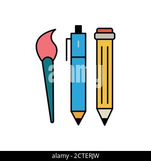 Flat stationery icon, icon for education. Design template vector Stock Vector