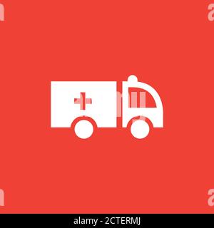 Ambulance Red Icon On White Background. Red Flat Style Vector Illustration. Stock Vector
