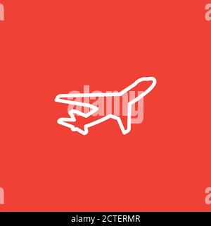 Airplane Line Icon On Black Background. Black Flat Style Vector Illustration. Stock Vector
