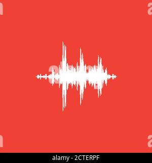Audio Signal Red Icon On White Background. Red Flat Style Vector Illustration. Stock Vector