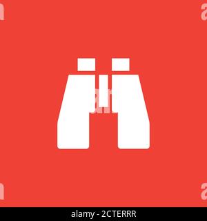 Binocular Icon On Red Background. Red Flat Style Vector Illustration. Stock Vector