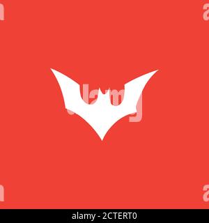 Bat Red Icon On White Background. Red Flat Style Vector Illustration. Stock Vector