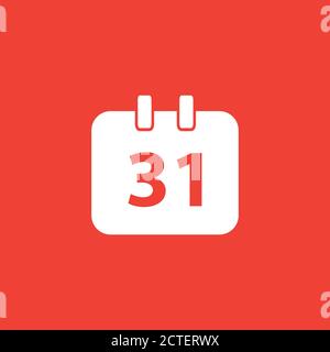 Calendar Icon On Red Background. Red Flat Style Vector Illustration. Stock Vector