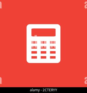 Calculator Icon On Red Background. Red Flat Style Vector Illustration. Stock Vector