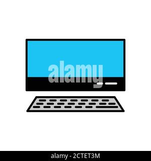 Laptop flat icon, icon for technology. Design template vector Stock Vector