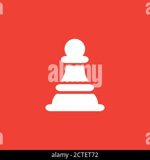 Chess Pawn Icon On Red Background. Red Flat Style Vector Illustration. Stock Vector
