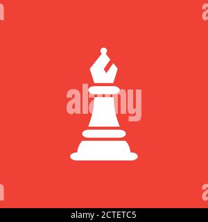 Chess Bishop Icon On Red Background. Red Flat Style Vector Illustration. Stock Vector