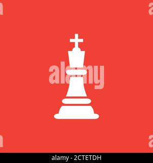 Chess King Icon On Red Background. Red Flat Style Vector Illustration. Stock Vector