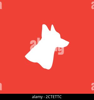 Dog Icon On Red Background. Red Flat Style Vector Illustration. Stock Vector