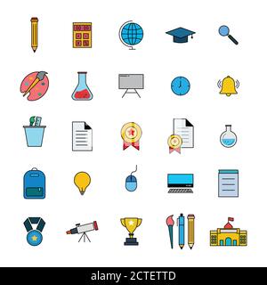 Education flat set icon. Design template vector Stock Vector