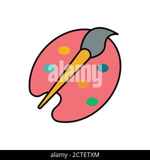 Paint pen flat icon, icon for education. Design template vector Stock Vector