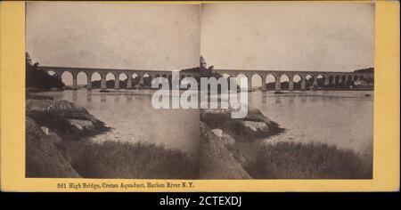 High Bridge, Croton Aqueduct, Hudson River, N.Y., 1863, New York (State), New York (N.Y.), New York, High Bridge (New York, N.Y Stock Photo